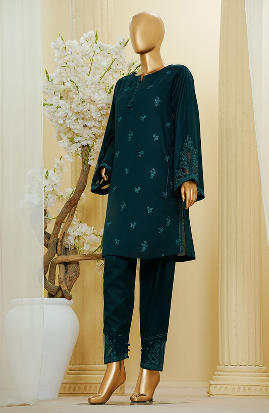 HZ Textile Embroidered Cotton Stitched 2 Piece Suit - D-1 - HZ25TNF - Green - Festive Collection