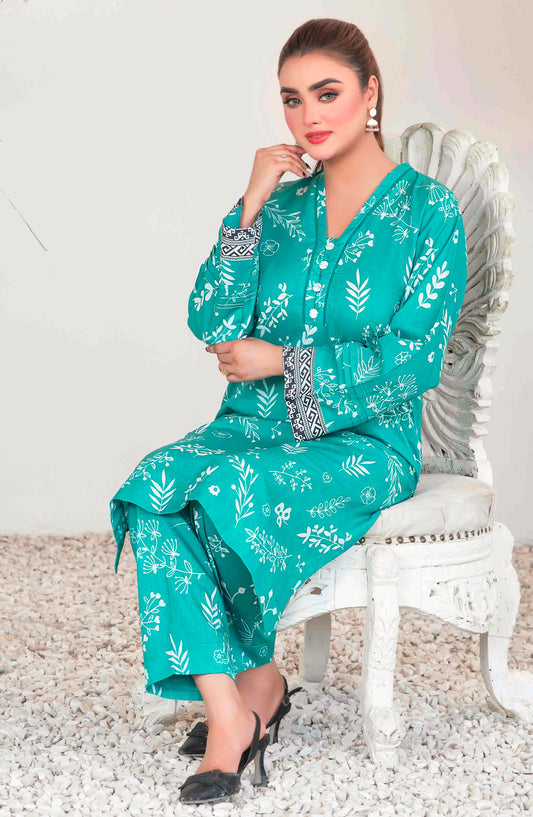 Necla by Tawakkal Fabrics Printed Cotton Stitched 2 Piece - D-2015 - TF25NCV3 - Sea Green - Summer Collection