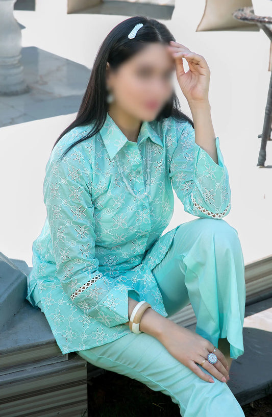 Kiraz Schiffli Jaal Embroidered Slub Lawn 2-pcs Collection 2024 - D 2024