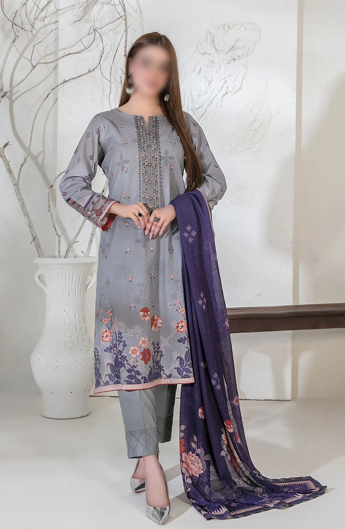Pari Naaz - Embroidered Digital Printed Lawn Collection - D-2048