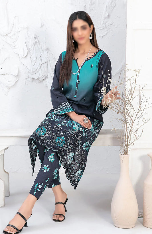Mehrin - Laserkari Embroidered Digital Printed 2pcs Collection By Tawakkal Fabrics - D 2094