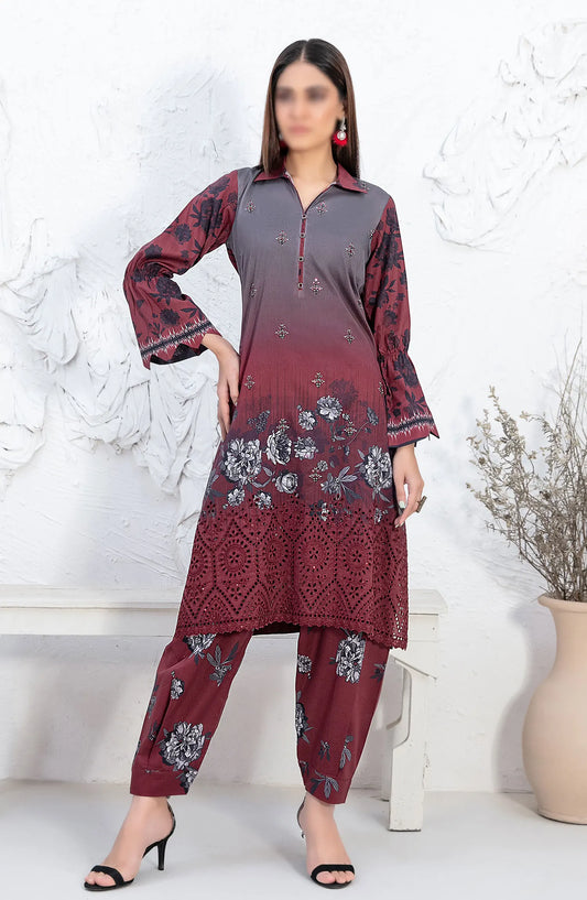 Mehrin - Laserkari Embroidered Digital Printed 2pcs Collection By Tawakkal Fabrics - D 2096