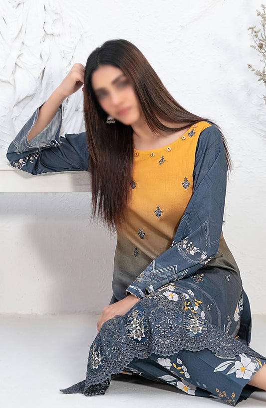 Mehrin - Laserkari Embroidered Digital Printed 2pcs Collection By Tawakkal Fabrics - D 2097