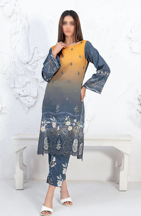 Mehrin - Laserkari Embroidered Digital Printed 2pcs Collection By Tawakkal Fabrics - D 2097