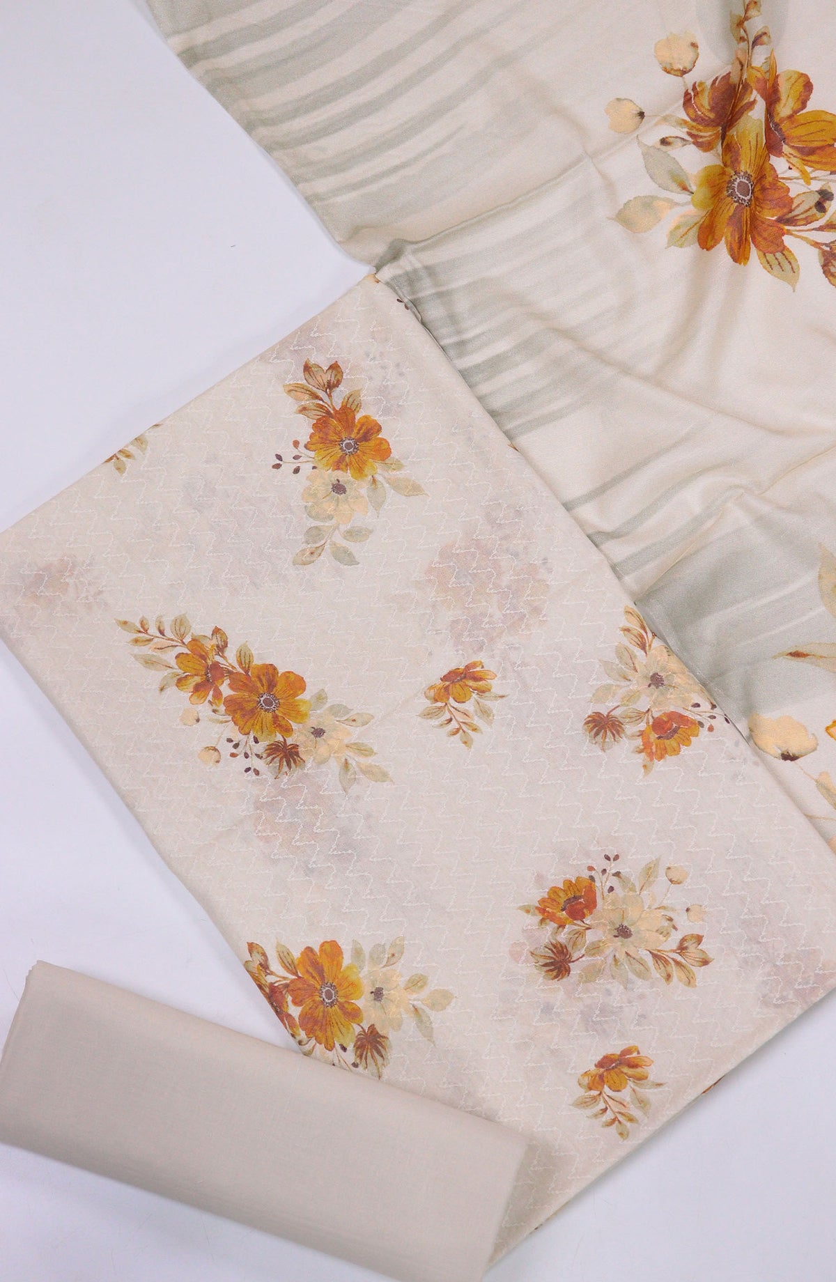 Maya by Amna Khadija Printed Lawn Unstitched 3 Piece Suit - D-20 - AM25MPPSL - Off White - Summer Collection