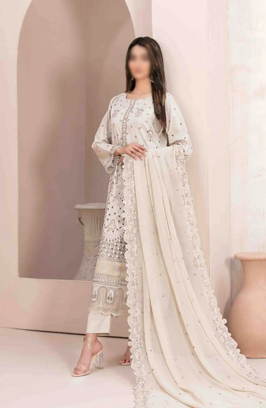 LEMA Fancy Heavy Embroidered Lawn Collection 2024 - D 2165