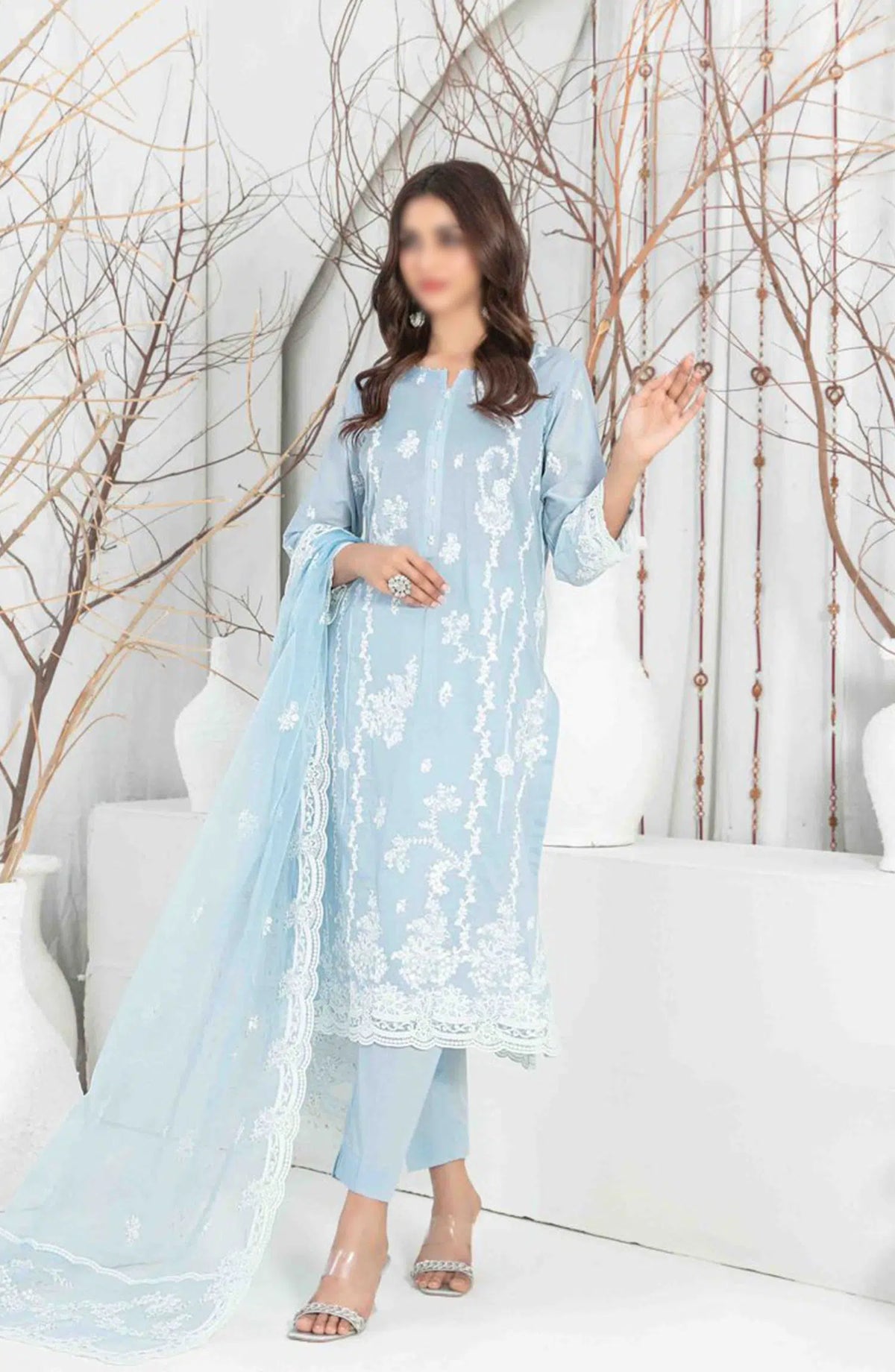 AENI Semi Stitched Fancy Embroidered Lawn Collection 2024 - D 2203