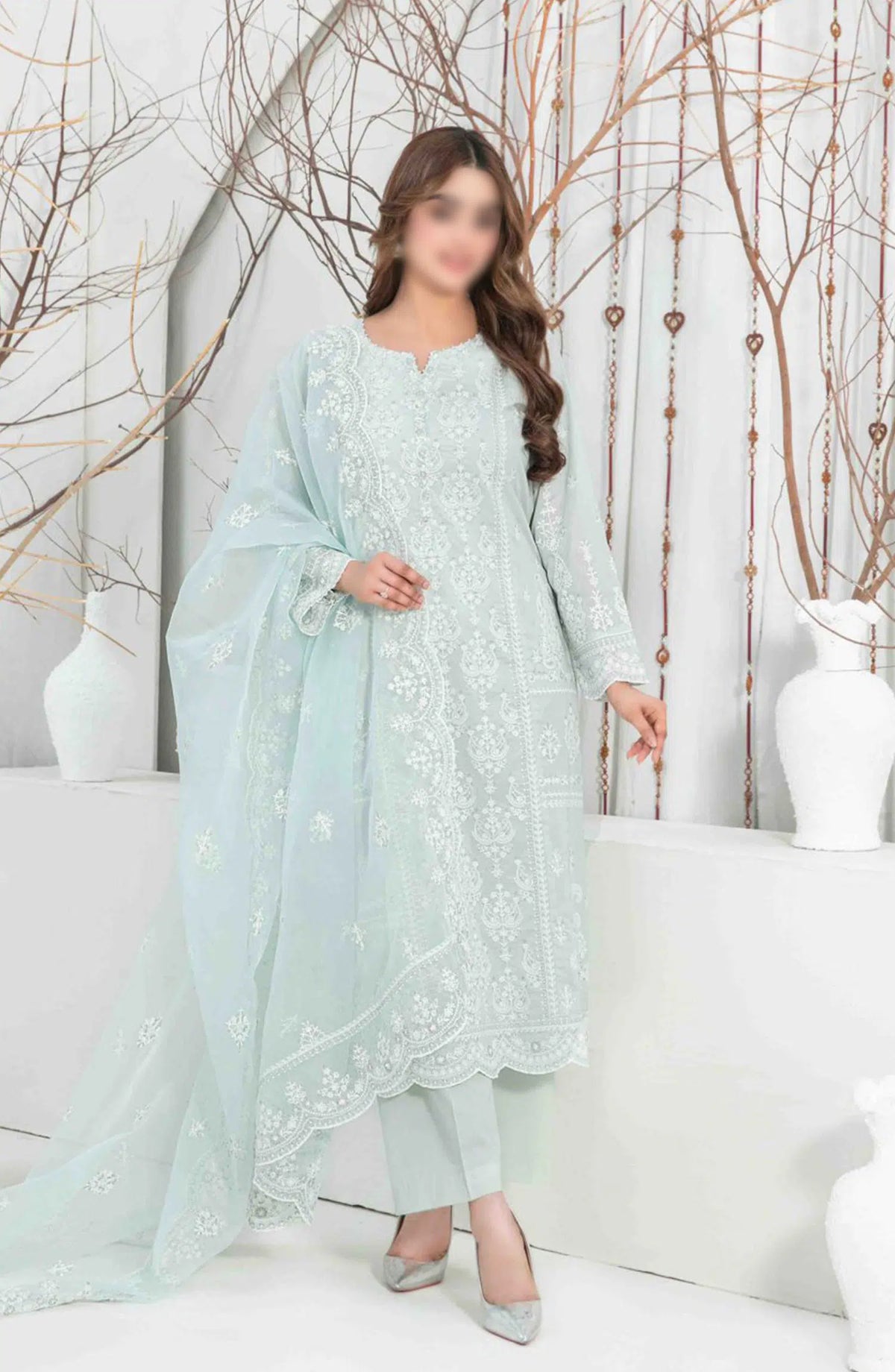 AENI Semi Stitched Fancy Embroidered Lawn Collection 2024 - D 2206