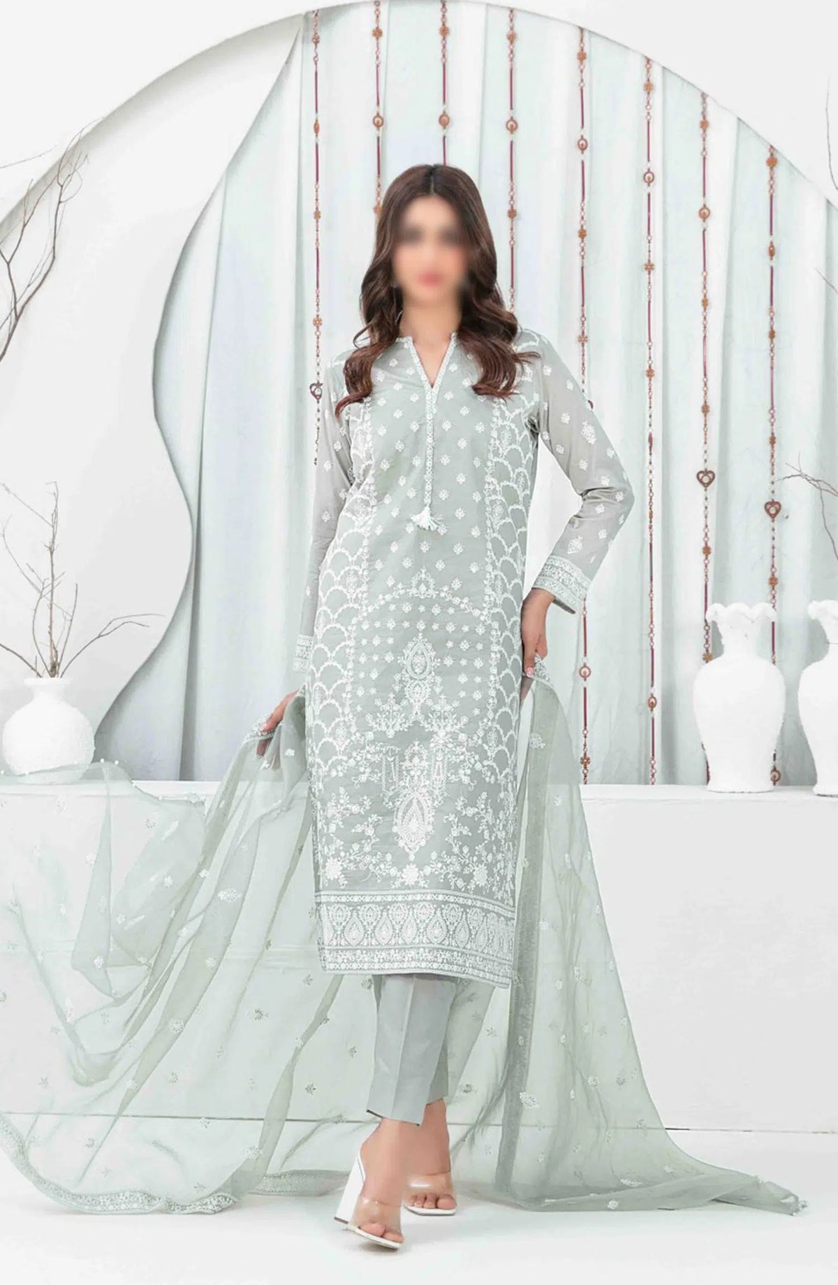 AENI Semi Stitched Fancy Embroidered Lawn Collection 2024 - D 2208