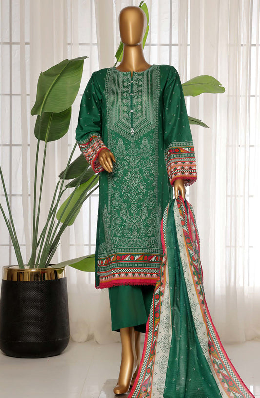 Sadabahar Printed Lawn Stitched 3 Piece Suit - D-22 - SDB25PLV3 - Green - Summer Collection
