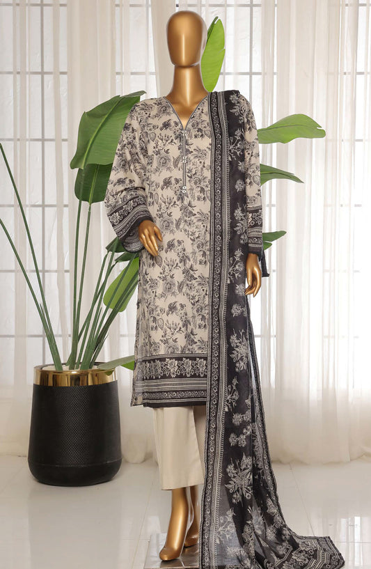 Sadabahar Printed Lawn Stitched 3 Piece Suit - D-24 - SDB25PLV3 - White - Summer Collection