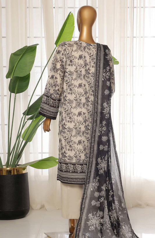 Sadabahar Printed Lawn Stitched 3 Piece Suit - D-24 - SDB25PLV3 - White - Summer Collection