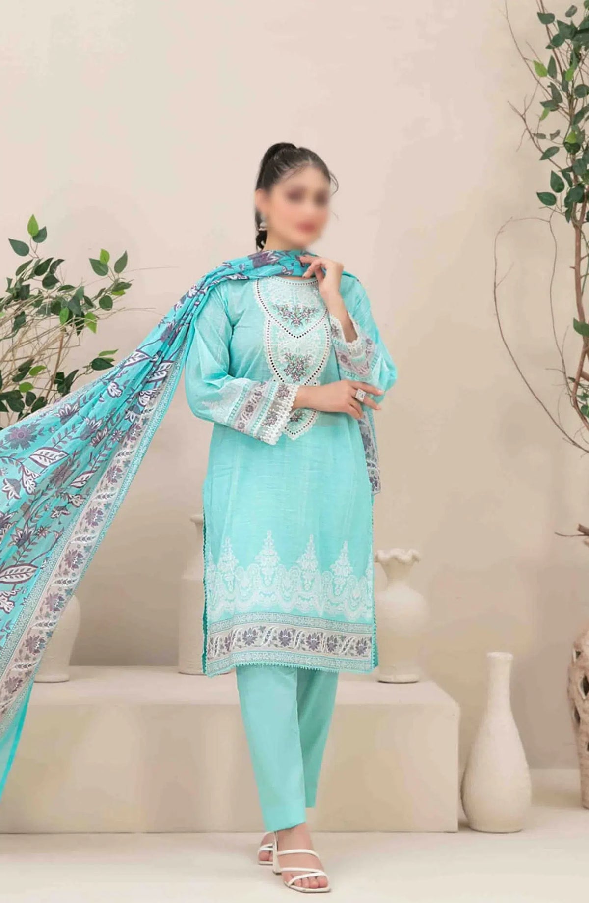 Ahava - Stitched Embroidered Digital Lawn Collection - D 2678