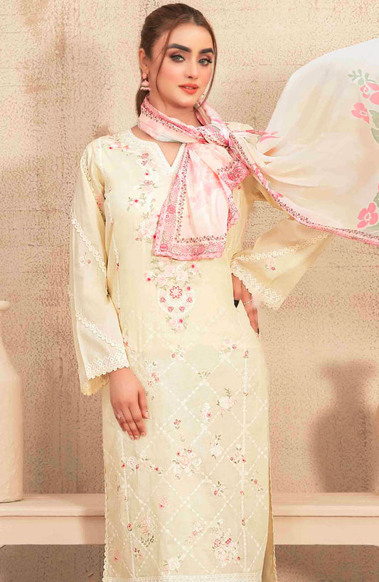 Despina by Tawakkal Fabrics Embroidered Lawn Stitched 3 Piece Suit - D-2833 - TF25D - Yellow - Summer Collection