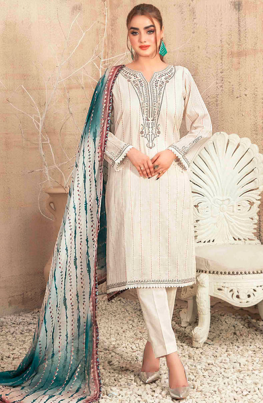 Despina by Tawakkal Fabrics Embroidered Lawn Stitched 3 Piece Suit - D-2834 - TF25D - Off White - Summer Collection