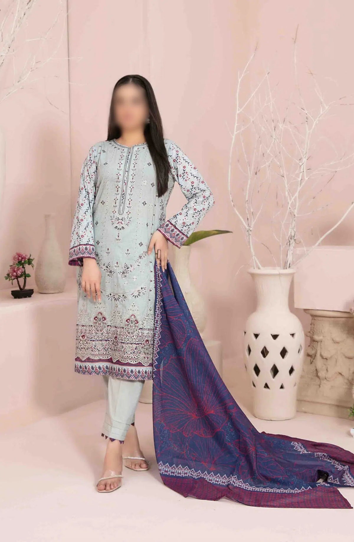 Sevil Vol I - Embroidered Digital Lawn Collection - D-2902