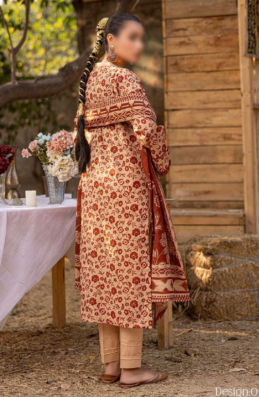 Bloom by Al Karim Embroidered Lawn Unstitched 3 Piece Suit - D-2 - ALK25BELV6 - Beige - Summer Collection