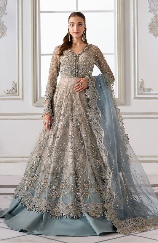 Maria B Embroidered Net Unstitched 4 Piece Suit - D-2 - MB25BDF - Blue - Formal Collection