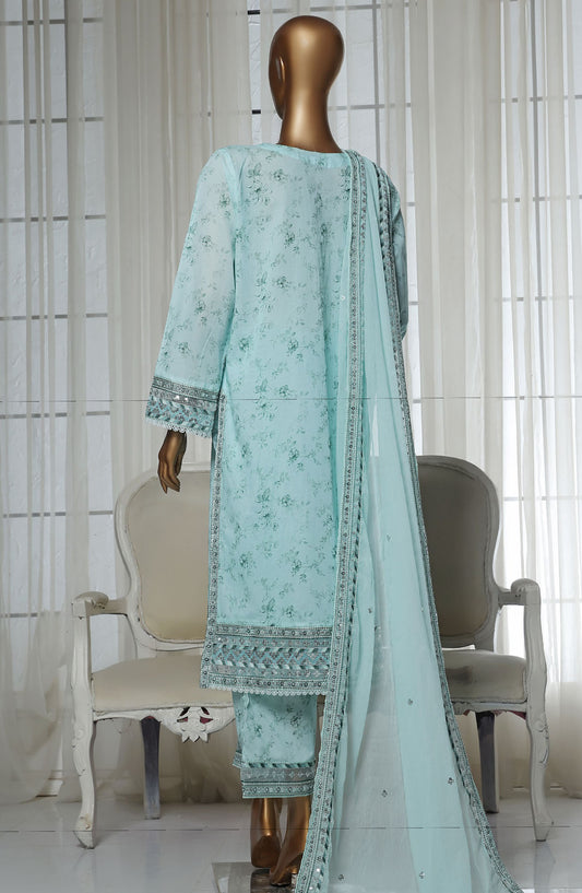 Malika by Sadabahar Embroidered Lawn Stitched 3 Piece Suit - D-2 - SDB25MEV2 - Blue - Festive Collection