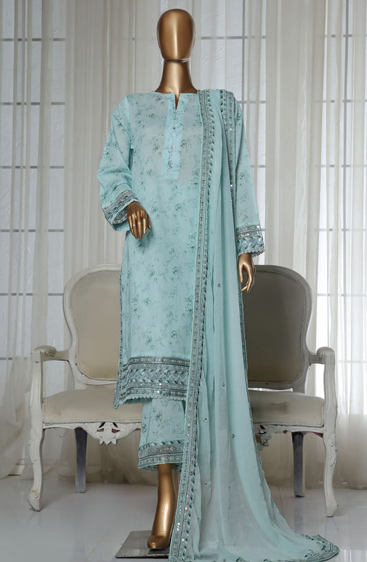 Malika by Sadabahar Embroidered Lawn Stitched 3 Piece Suit - D-2 - SDB25MEV2 - Blue - Festive Collection