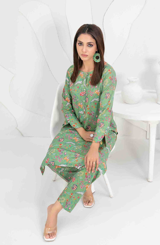 Aliyna by Tawakkal Fabrics Printed Cotton Stitched 2 Piece Suit - D-3342 - TF25ASL - Green - Summer Collection