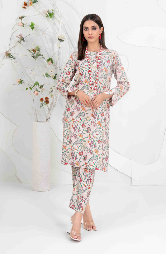 Aliyna by Tawakkal Fabrics Printed Cotton Stitched 2 Piece Suit - D-3343 - TF25ASL - Off White - Summer Collection