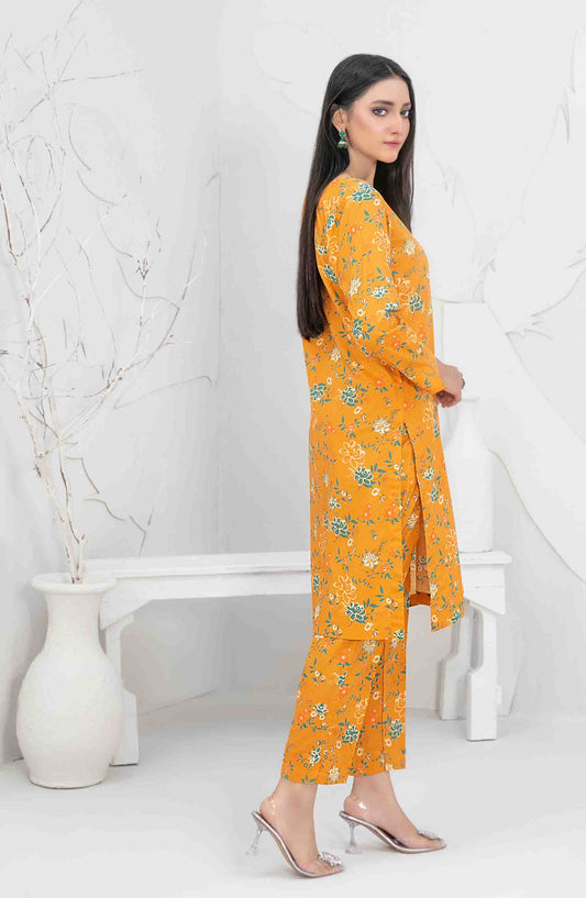 Aliyna by Tawakkal Fabrics Printed Cotton Stitched 2 Piece Suit - D-3345 - TF25ASL - Yellow - Summer Collection