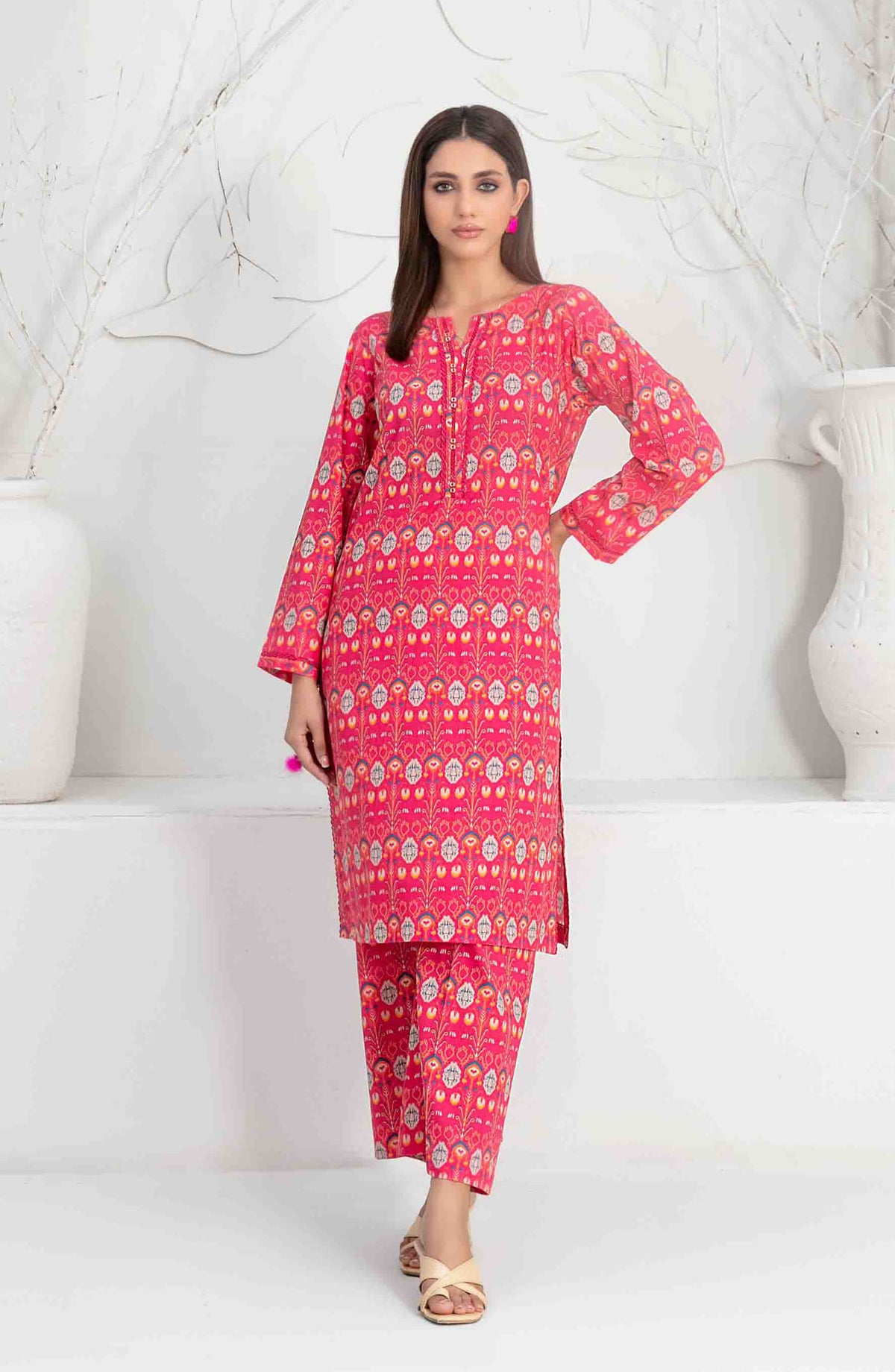 Aliyna by Tawakkal Fabrics Printed Cotton Stitched 2 Piece Suit - D-3347 - TF25ASL - Pink - Summer Collection