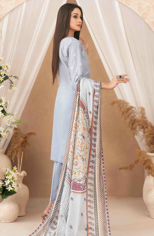 Neli by Tawakkal Fabric Embroidered Lawn Stitched 3 Piece Suit - D-3512 - TF25NSLV1 - Blue - Summer Collection
