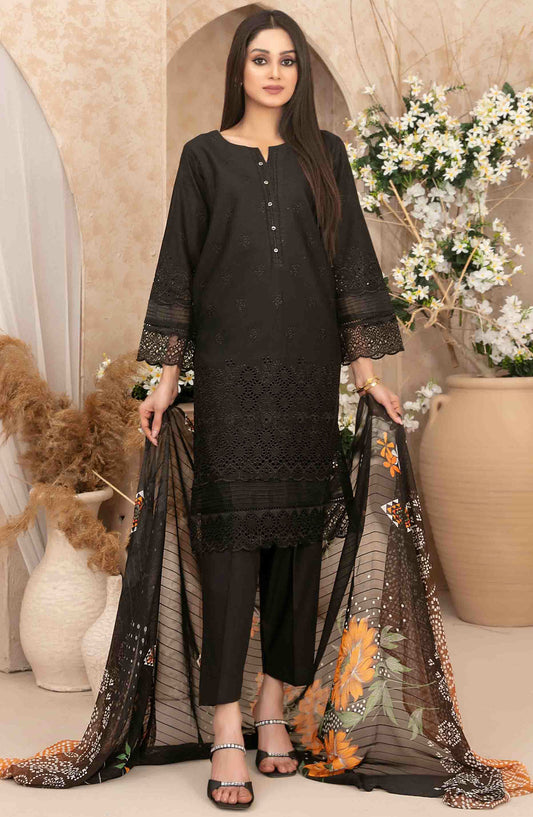 Neli by Tawakkal Fabric Embroidered Lawn Stitched 3 Piece Suit - D-3518 - TF25NSLV1 - Black - Summer Collection