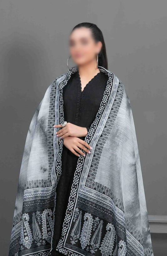 Siyah - Black Schiffli Embroidered Collection 2024 - D 3573