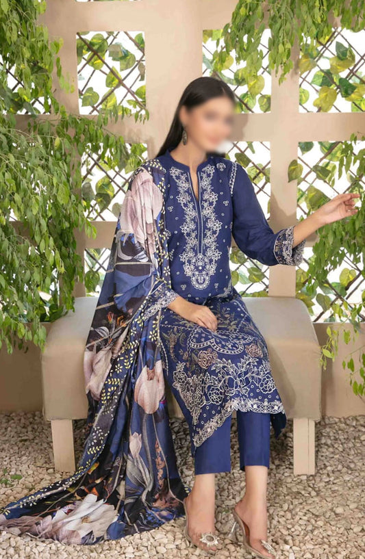 Dorsa - Embroidered Slub Viscose Collection - D 3716