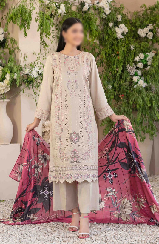 Dorsa - Embroidered Slub Viscose Collection - D 3722