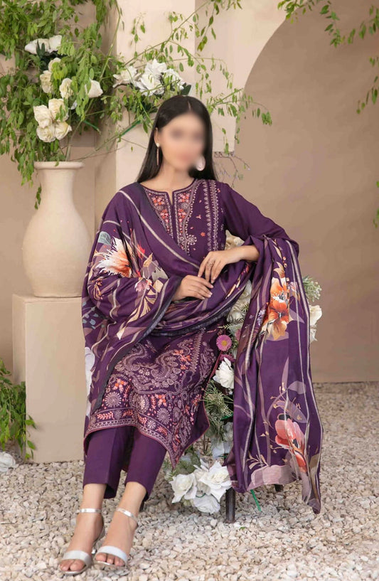 Dorsa - Embroidered Slub Viscose Collection - D 3723