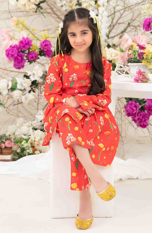 Nanhi Saheli by Tawakkal Fabric Printed Stitched 2 Piece Suit - D-3811 - TF25NSV1 - Red - Girls Collection