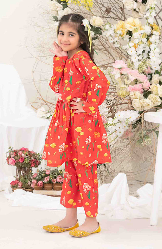 Nanhi Saheli by Tawakkal Fabric Printed Stitched 2 Piece Suit - D-3811 - TF25NSV1 - Red - Girls Collection