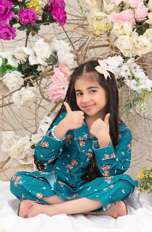 Nanhi Saheli by Tawakkal Fabrics Printed Stitched 2 Piece Suit - D-3815 - TF25NSV1 - Blue - Girls Collection