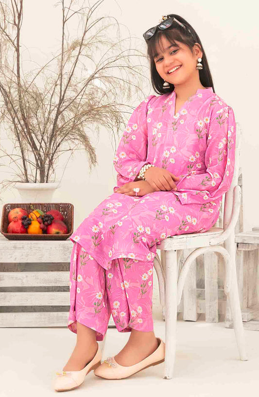Nanhi Saheli by Tawakkal Fabrics Printed Stitched 2 Piece Suit - D-3818 - TF25NSV2 - Pink - Girls Collection