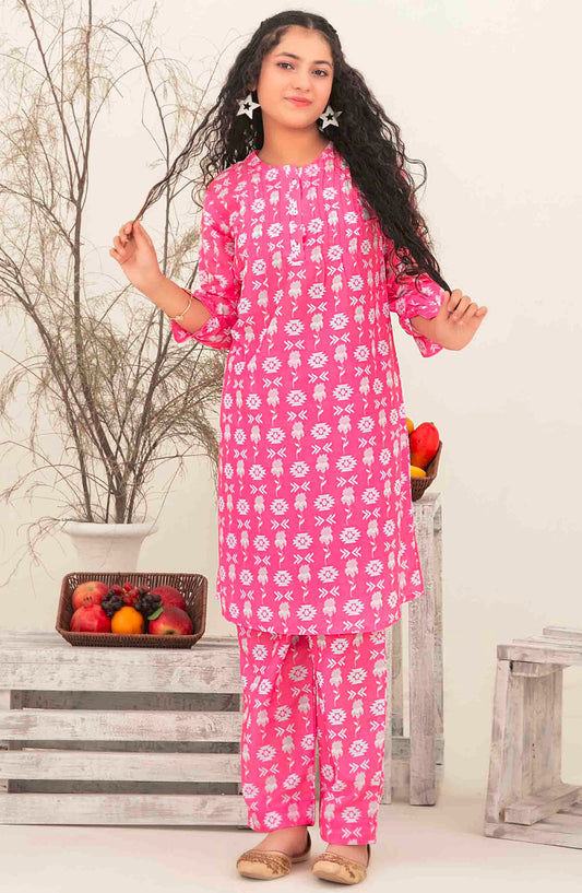 Nanhi Saheli by Tawakkal Fabrics Printed Stitched 2 Piece Suit - D-3821 - TF25NSV2 - Pink - Girls Collection
