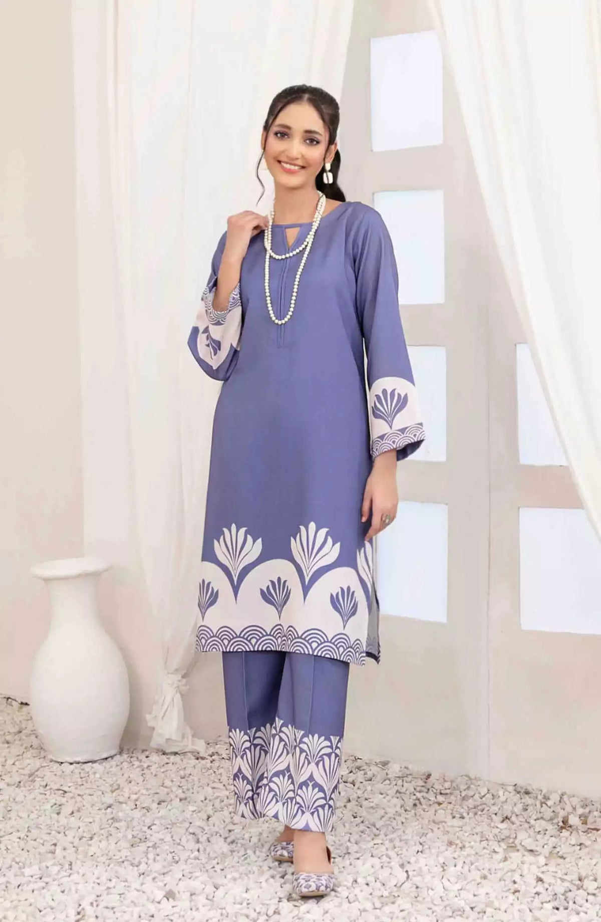 Muberra - Stitched Digital Printed Pashmina Twill with Khussa Collection 2024 - TF-D-3823