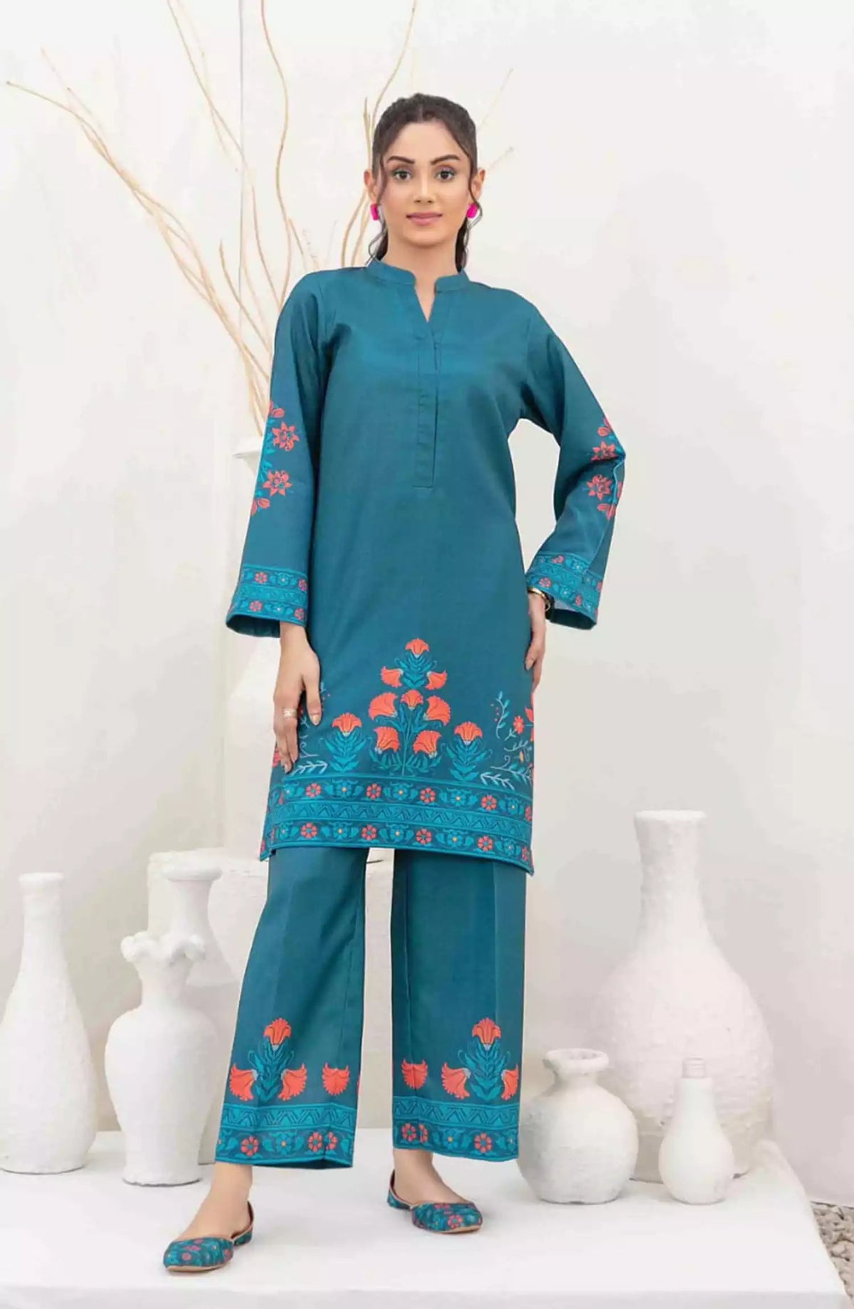 Muberra - Stitched Digital Printed Pashmina Twill with Khussa Collection 2024 - TF-D-3827