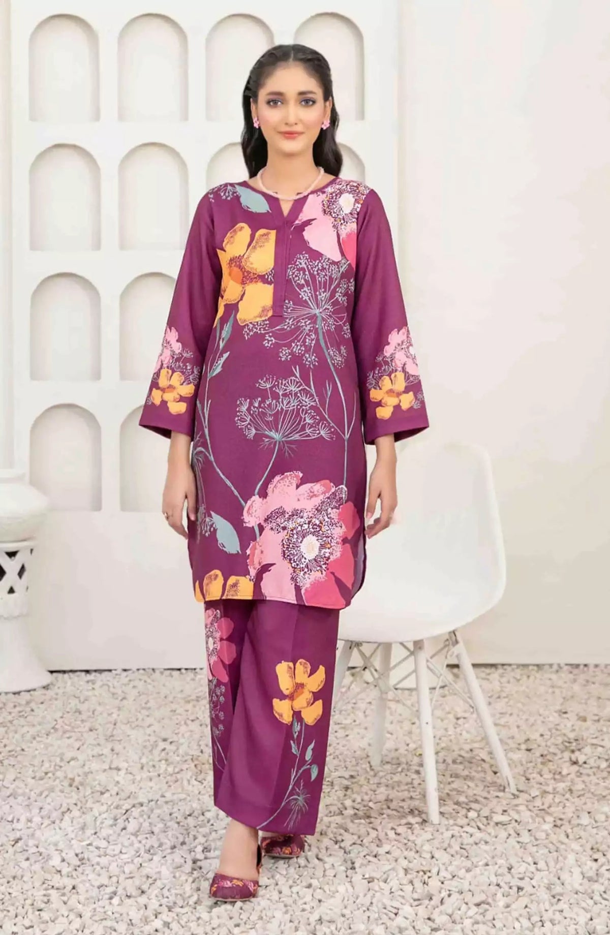Muberra - Stitched Digital Printed Pashmina Twill with Khussa Collection 2024 - TF-D-3828