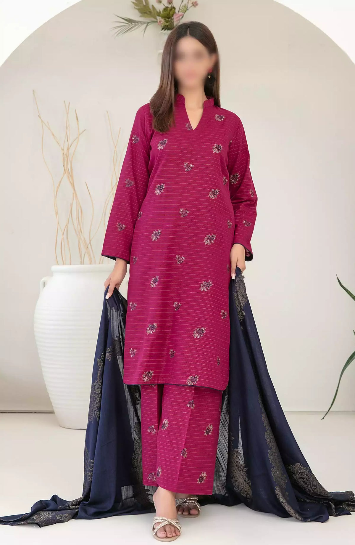 MEGARA - Fancy Stitched Embroidered Zari Khaddar Collection 2024 - D-3863