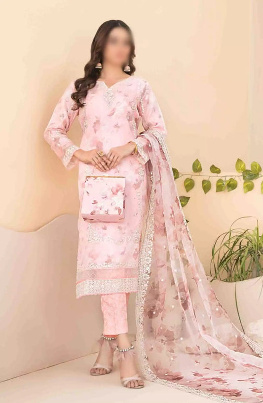 Nurcan - Fancy Embroidered Organza with HandBag Collection 2024 - D-3921
