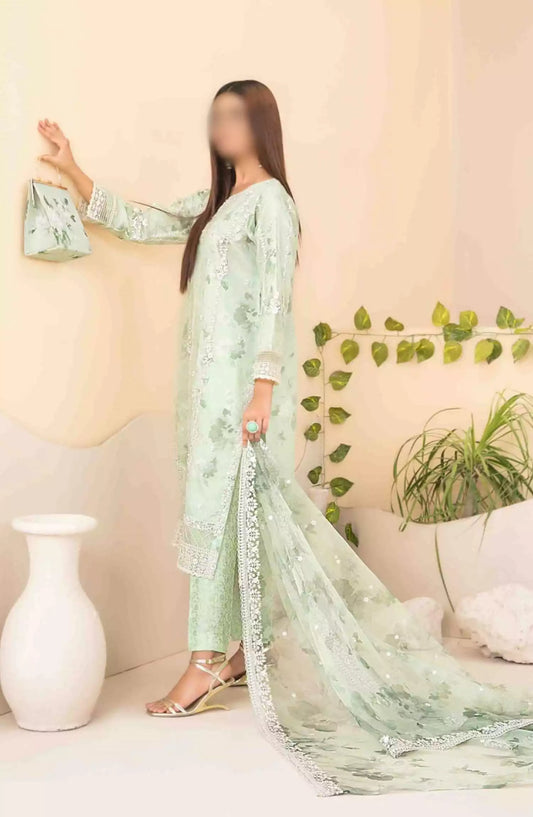 Nurcan - Fancy Embroidered Organza with HandBag Collection 2024 - D-3925