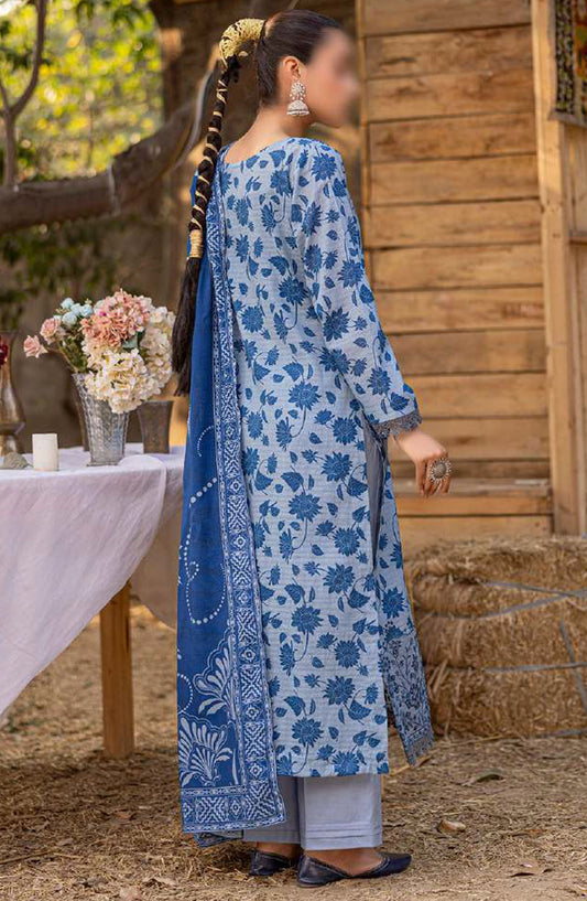 Bloom by Al Karim Embroidered Lawn Unstitched 3 Piece Suit - D-3 - ALK25BELV6 - Blue - Summer Collection