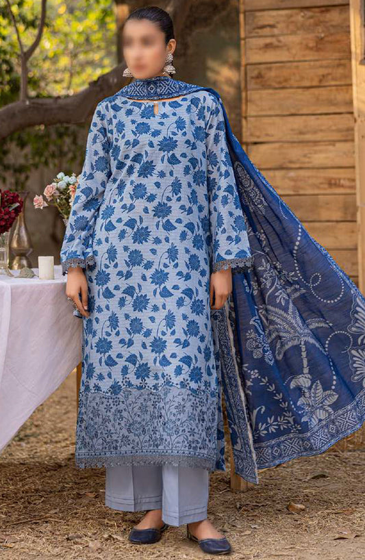 Bloom by Al Karim Embroidered Lawn Unstitched 3 Piece Suit - D-3 - ALK25BELV6 - Blue - Summer Collection