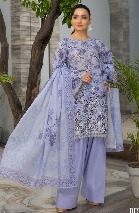 Parisa by Al Karim Embroidered Lawn Unstitched 3 Piece Suit - D-3 - ALK25PELV2 - Purple - Summer Collection
