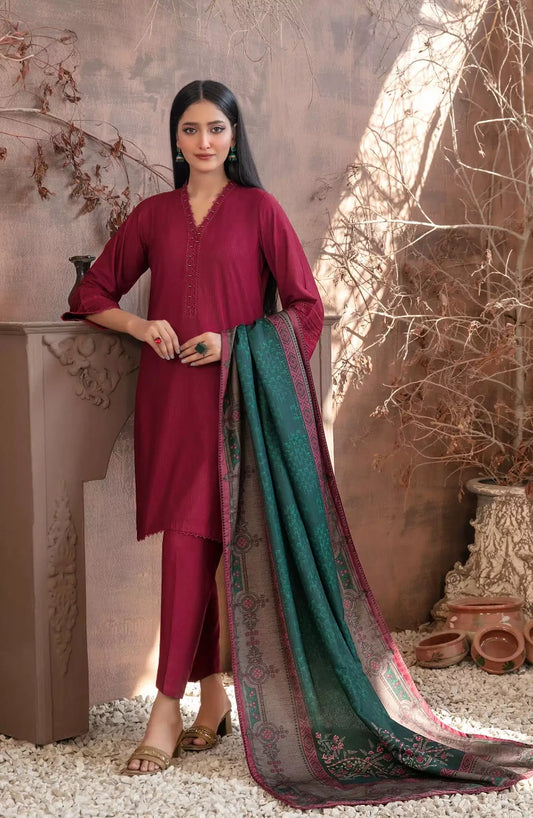 Iesha Stitched Solid Staple with Digital Shawl Collection 2024 - TK-D-4062