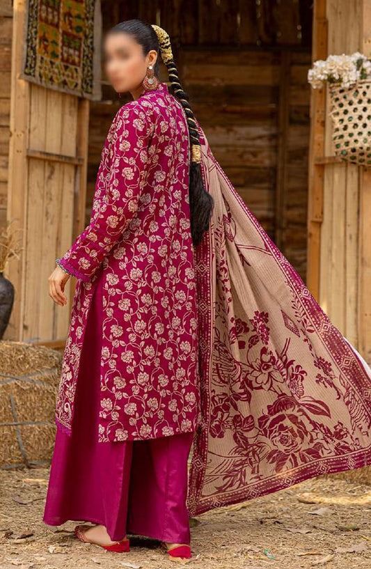 Bloom by Al Karim Embroidered Lawn Unstitched 3 Piece Suit - D-4 - ALK25BELV6 - Magenta - Summer Collection